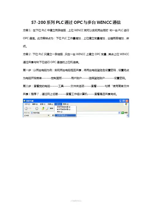 多台WINCC上位机与一台S7-200系列PLC通过OPC通讯方法