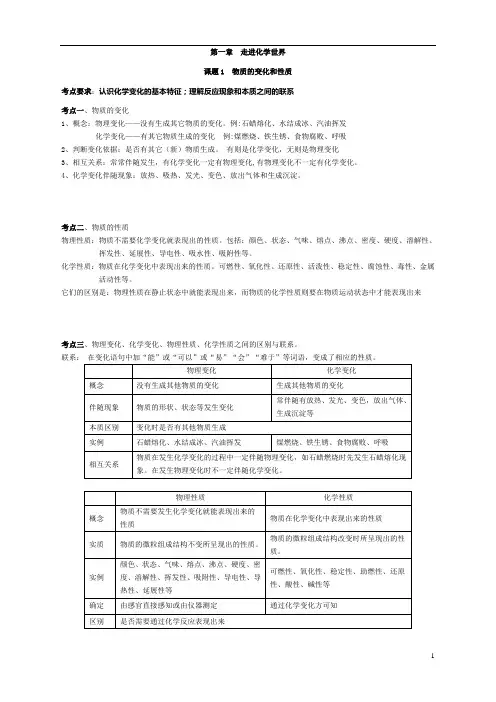 九年级化学1-4单元知识点