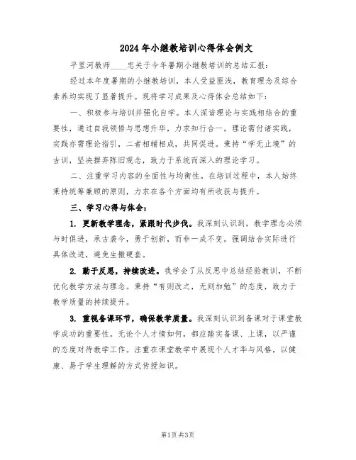 2024年小继教培训心得体会例文（二篇）