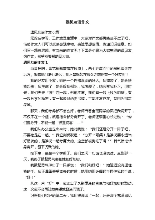 遇见友谊作文6篇