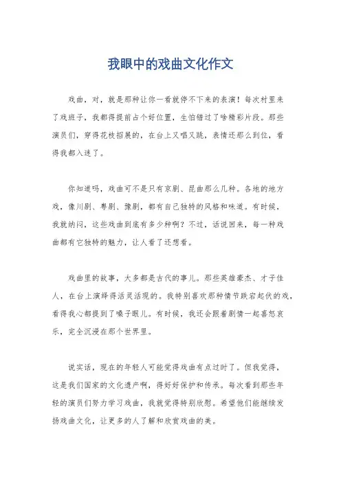 我眼中的戏曲文化作文