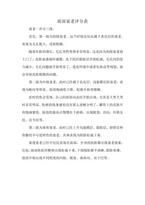 面部衰老评分表