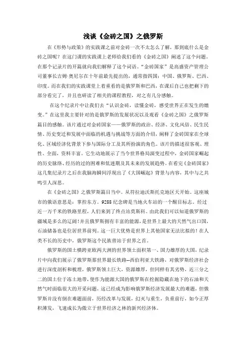 《金砖国家》观后感_俄罗斯