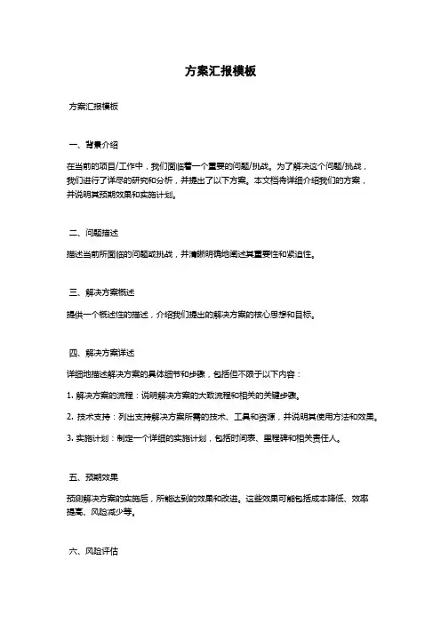 方案汇报模板