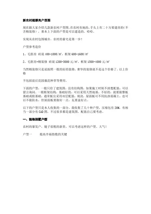 农村漂亮户型图--小别墅型