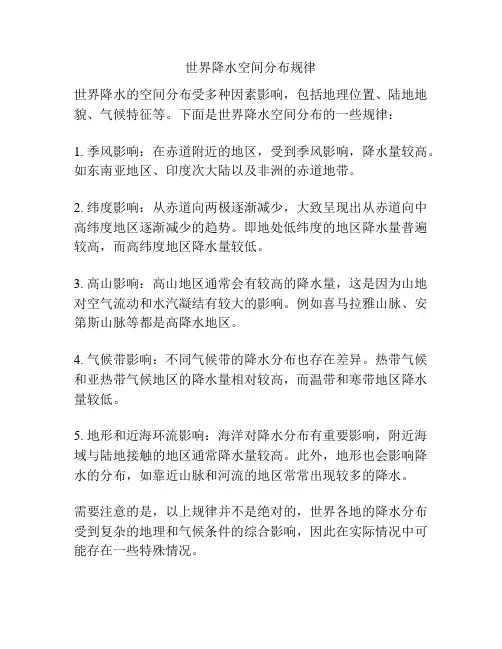 世界降水空间分布规律