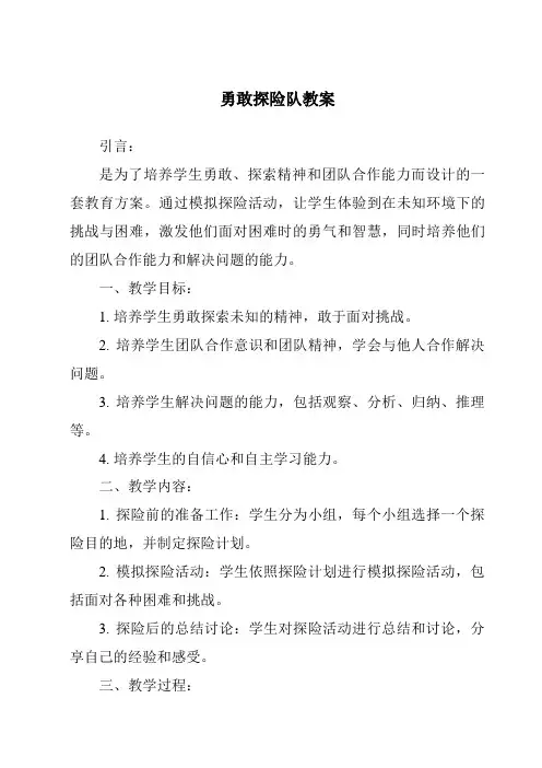 勇敢探险队教案