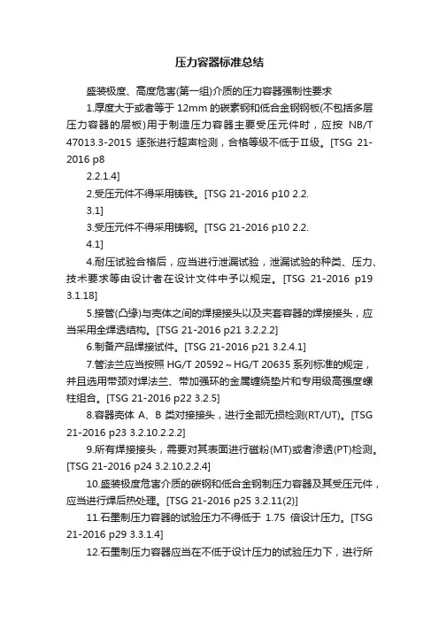 压力容器标准总结