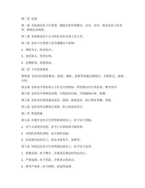 仓库卫生奖惩管理制度