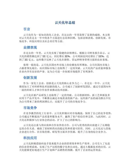 云天化年总结