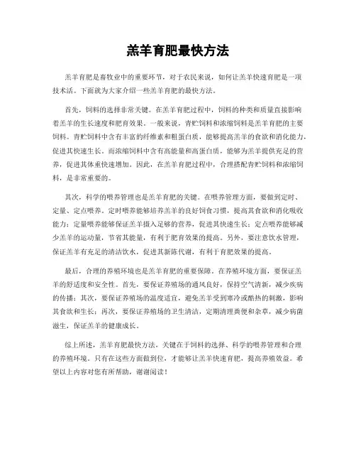 羔羊育肥最快方法