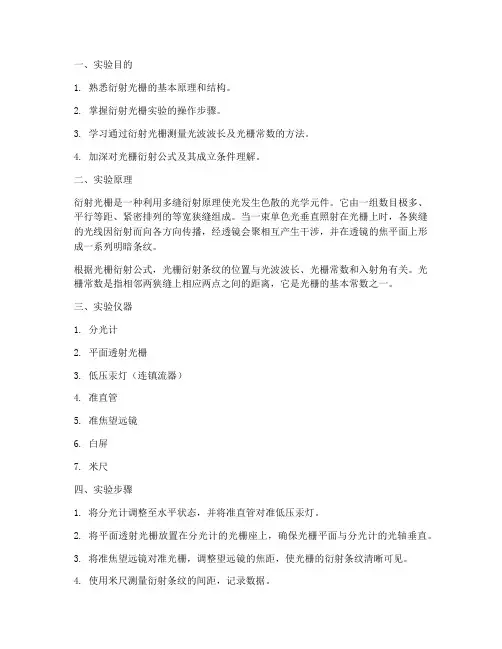 衍射光栅实验报告