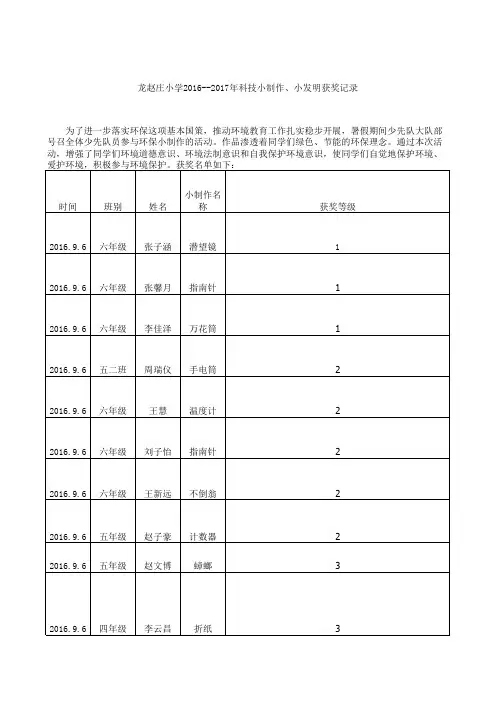 709小发明小创造获奖记录表