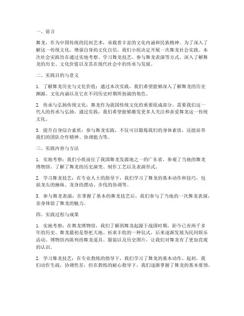 舞龙社会实践报告范文