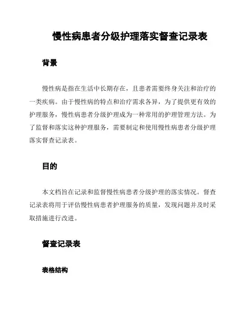 慢性病患者分级护理落实督查记录表