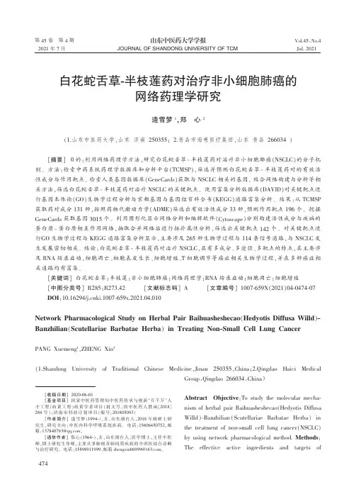 白花蛇舌草-半枝莲药对治疗非小细胞肺癌的网络药理学研究