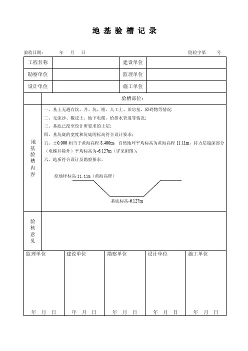 地基验槽记录