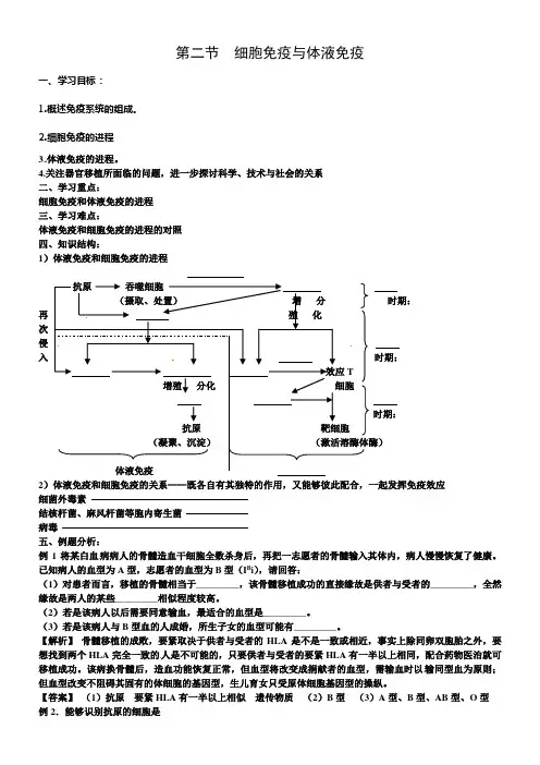 中图版生物必修3第二节细胞免疫与体液免疫word教案二