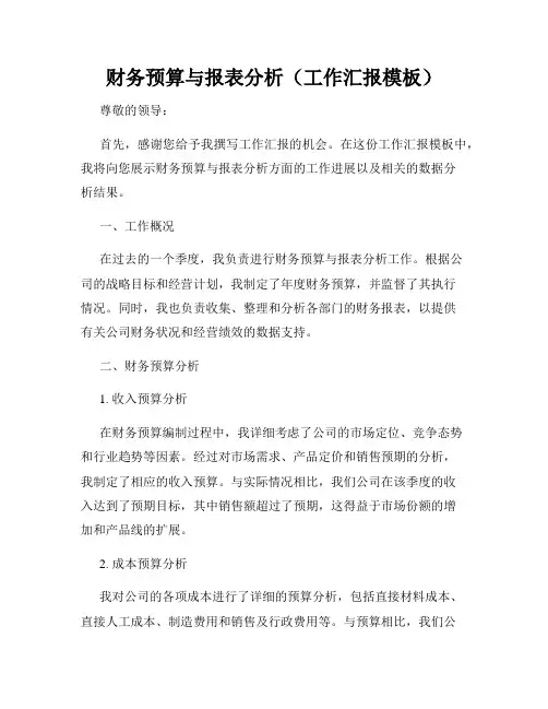财务预算与报表分析(工作汇报模板)
