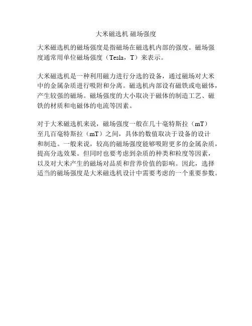 大米磁选机 磁场强度