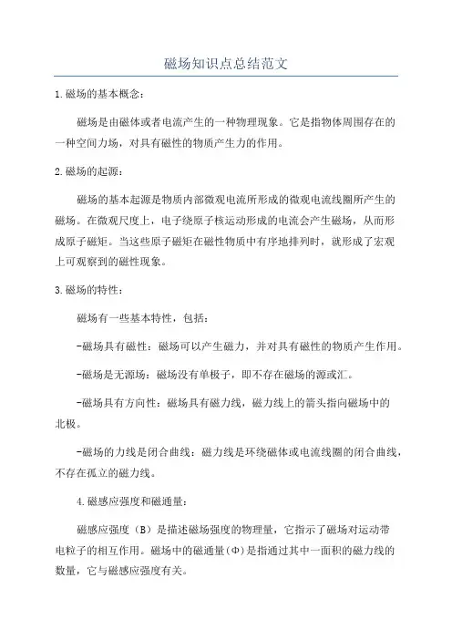 磁场知识点总结范文