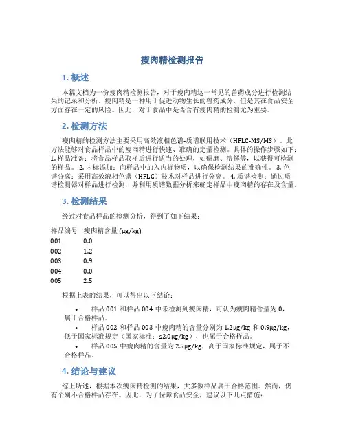 瘦肉精检测报告