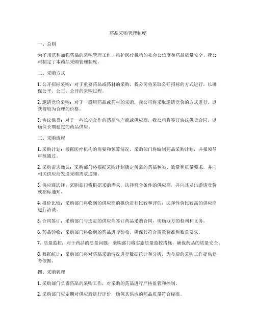药品采购管理制度