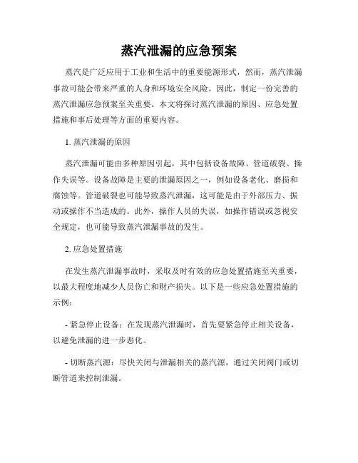 蒸汽泄漏的应急预案