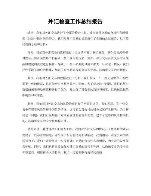 外汇检查工作总结报告