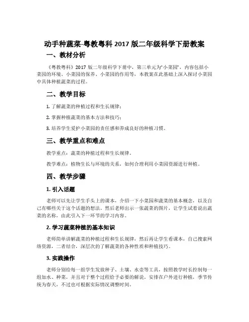 动手种蔬菜-粤教粤科2017版二年级科学下册教案