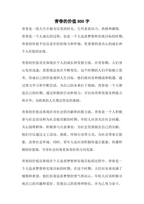 青春的价值800字