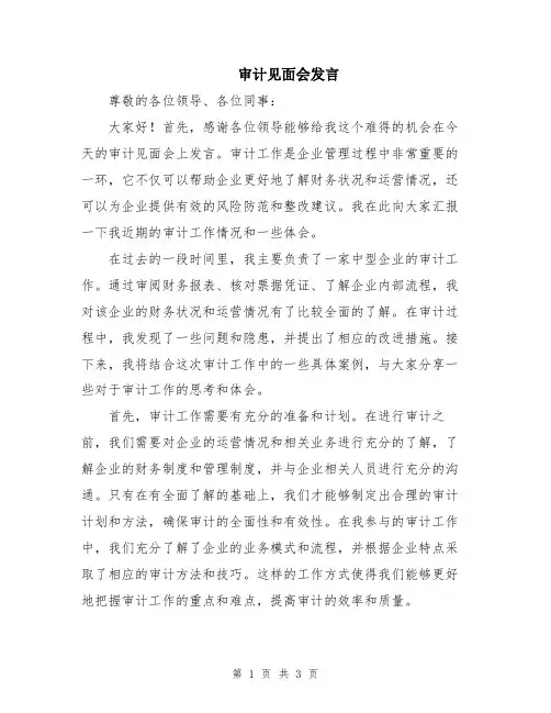审计见面会发言
