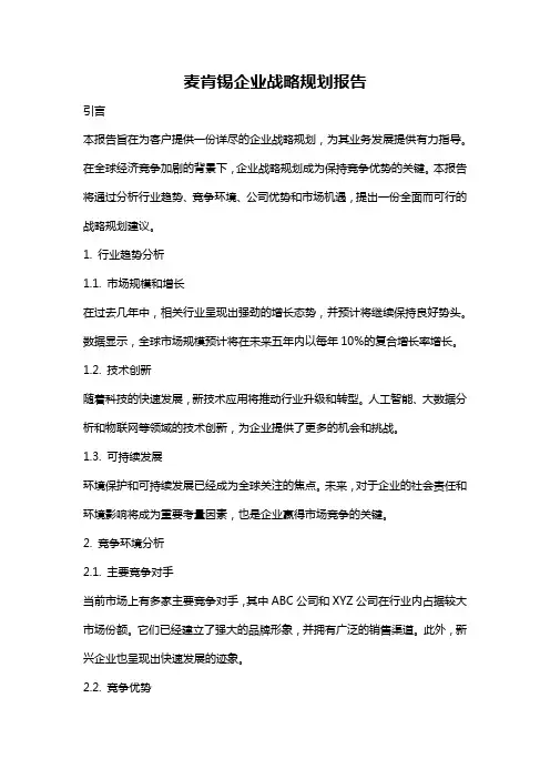 麦肯锡企业战略规划报告
