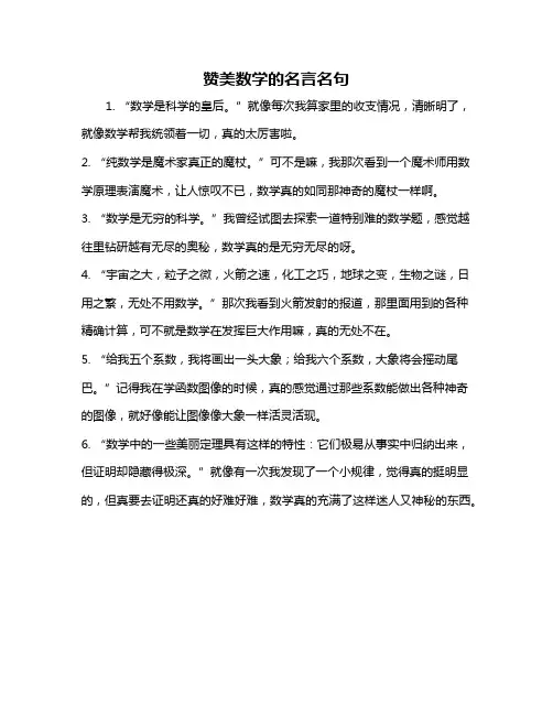 赞美数学的名言名句