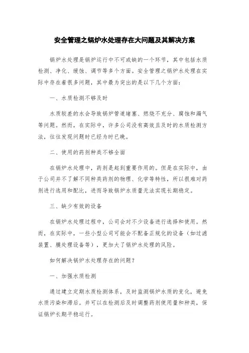 安全管理之锅炉水处理存在大问题及其解决方案