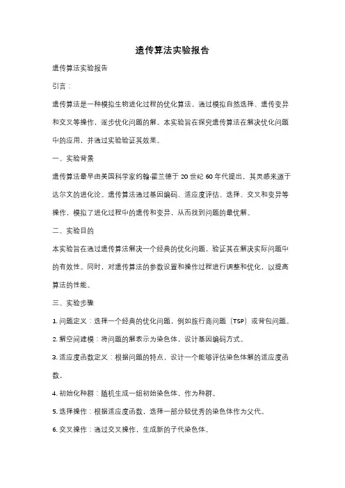 遗传算法实验报告