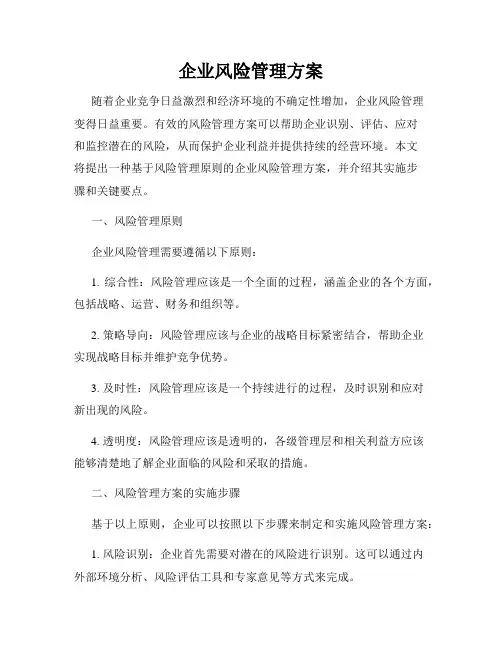 企业风险管理方案