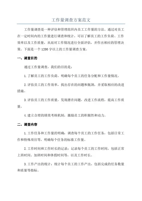 工作量调查方案范文