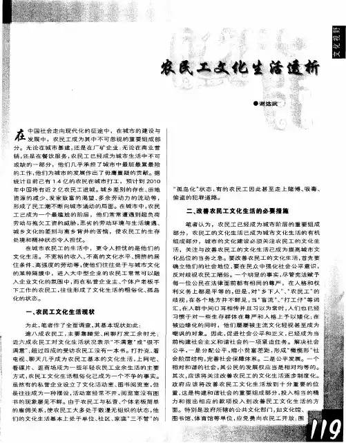 农民工文化生活透析