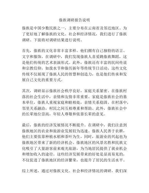 傣族调研报告说明