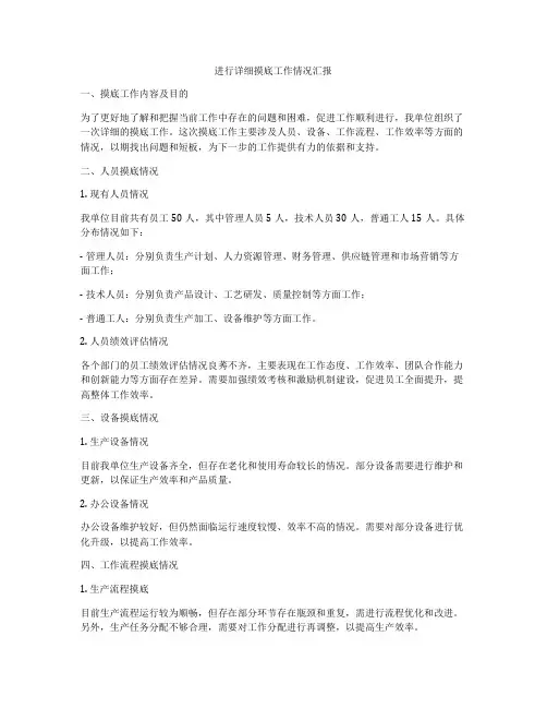 进行详细摸底工作情况汇报