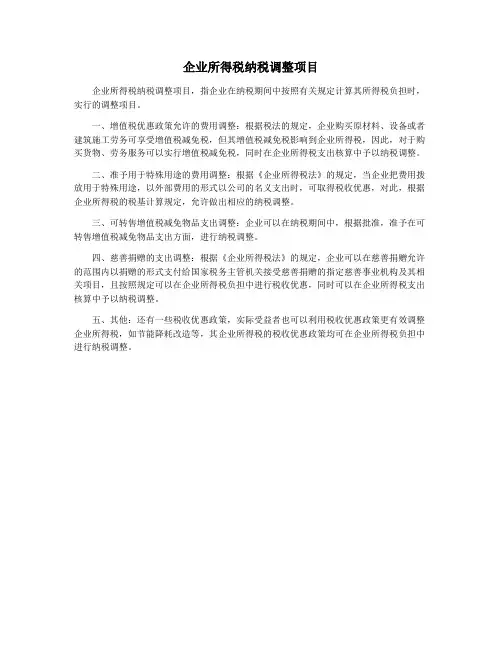 企业所得税纳税调整项目