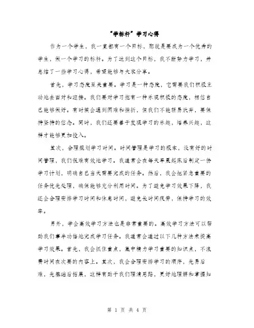 “学标杆”学习心得(2篇)
