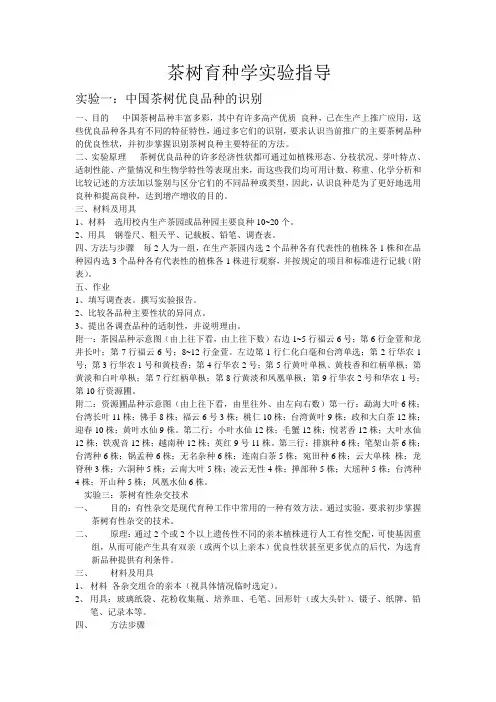 茶树育种学实验指导 茶树育种学(Tea plant breeding) 教学课件