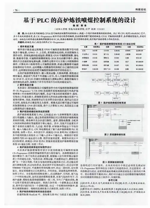 基于PLC的高炉炼铁喷煤控制系统的设计