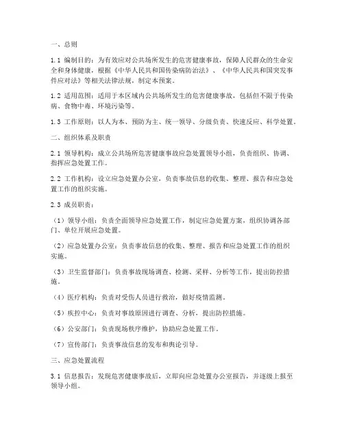 公共场所危害健康事故应急预案