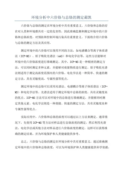 环境分析中六价铬与总铬的测定蔺凯