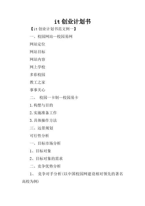 it创业计划书