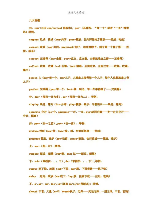 英语九大前缀