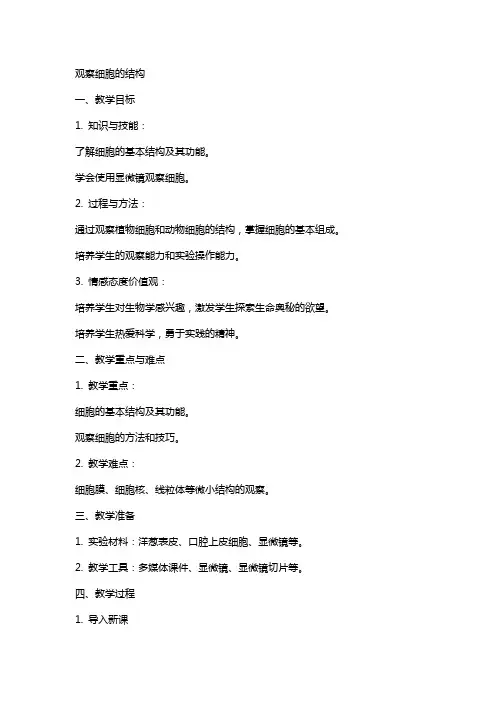 教案观察细胞的结构